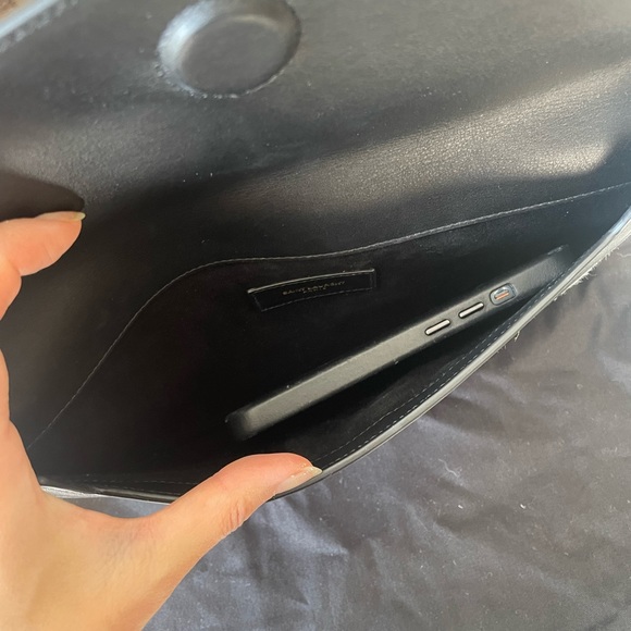 Authentic YSL Uptown Pouch leather with canvas - Picture 6 of 9